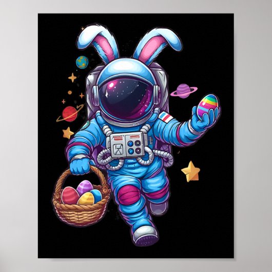 Happy Easter Day Bunny Egg Astronaut Space Boys Gi Poster (Vorne)