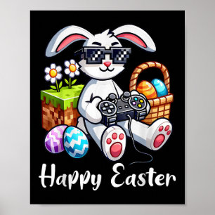 Happy Easter Day Bunny Egg Video Game Kinder Mens Poster