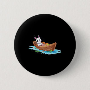 Happy Easter Day Bunny Fishing Fischer Kids Men Button