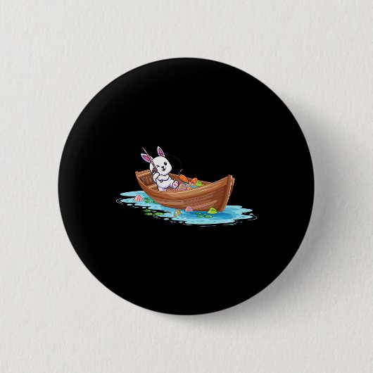 Happy Easter Day Bunny Fishing Fischer Kids Men Button (Vorderseite)