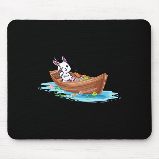 Happy Easter Day Bunny Fishing Fischer Kids Men Mousepad (Vorne)