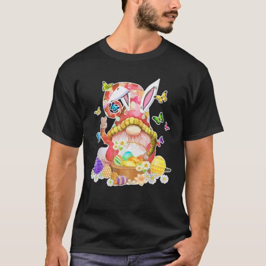 Happy Easter Day Bunny Gnome Ostereier Jagen an T-Shirt (Vorderseite)