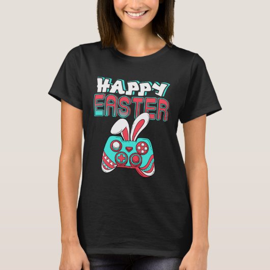 Happy Easter Day Bunny Video Gamer Funny T-Shirt (Vorderseite)