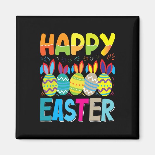 Happy Easter Day Funny Colorful Egg Jagen Magnet (Vorne)