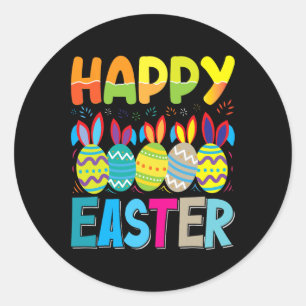 Happy Easter Day Funny Colorful Egg Jagen Runder Aufkleber