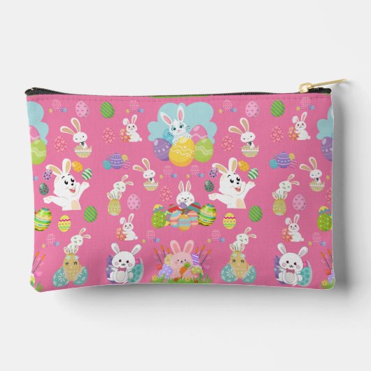 Happy Easter day- Pattern Funny Bunny And Eggs     Zubehörtasche (Rückseite)