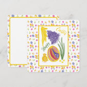 Happy Easter decorated egg, chicken and sun Ankündigung (Vorne/Hinten)