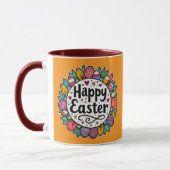 Happy Easter – Decorative Floral Frame - caneca Tasse (Links)