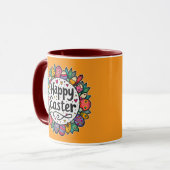 Happy Easter – Decorative Floral Frame - caneca Tasse (Vorderseite Links)
