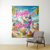 Happy Easter Easter Bunny on Beach Tapestry Wandteppich (Beispiel)