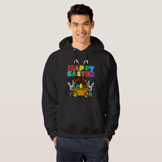 Happy Easter Egg Basket Bunny Ears Hoodie (Vorne ganz)