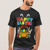 Happy Easter Egg Basket Bunny Ears T-Shirt (Vorderseite)