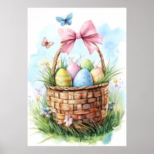 Happy Easter Egg Basket Urlaub Poster (Vorne)