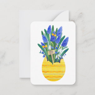 Happy Easter Egg & Blue Traube Muscari Blume Mitteilungskarte