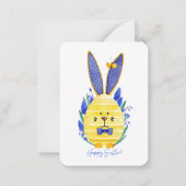 Happy Easter Egg Bunny & Blue Muscari Blume Mitteilungskarte (Vorderseite)