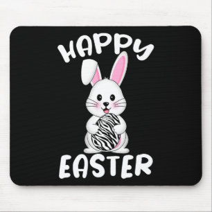 Happy Easter Egg Bunny Zebra Print Bunny Oster Co Mousepad