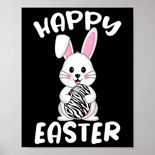 Happy Easter Egg Bunny Zebra Print Bunny Oster Co Poster (Vorne)