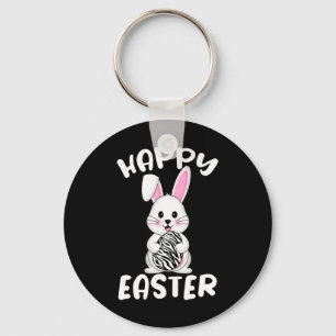 Happy Easter Egg Bunny Zebra Print Bunny Oster Co Schlüsselanhänger