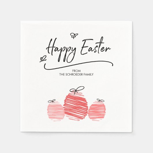 Happy Easter Egg Doodle Paper Napkins Serviette (Vorderseite)
