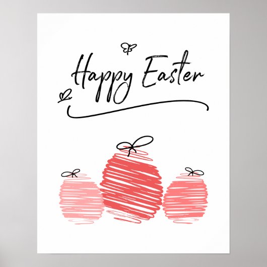 Happy Easter Egg Doodle Sign Poster (Vorne)