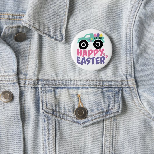 Happy Easter Egg Girly Truck Moderner Button (Beispiel)