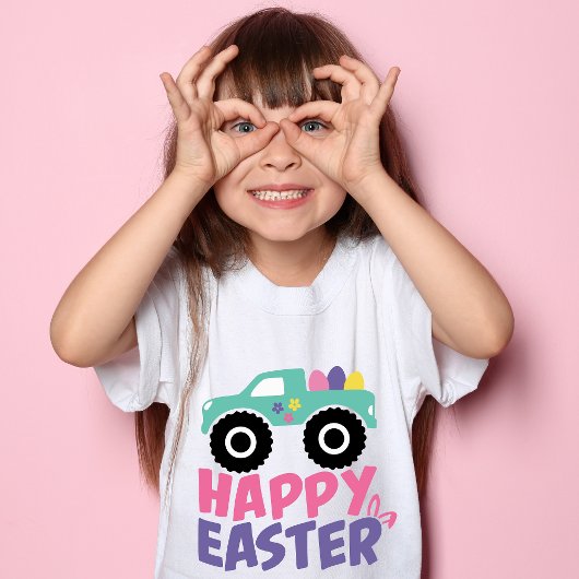 Happy Easter Egg Girly Truck Moderner T-Shirt