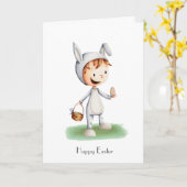 Happy Easter Egg Hunt Junge mit sonniger Kostüm Karte (Gelbe Blume)