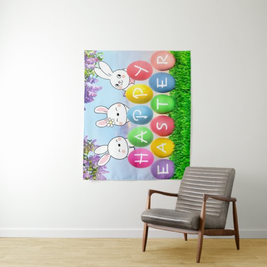 Happy Easter Egg Hunt Ostern Bunny Easter Party Wandteppich (Beispiel)