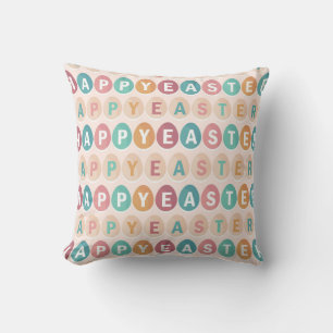 Happy Easter Egg Typografy Pattern Kissen