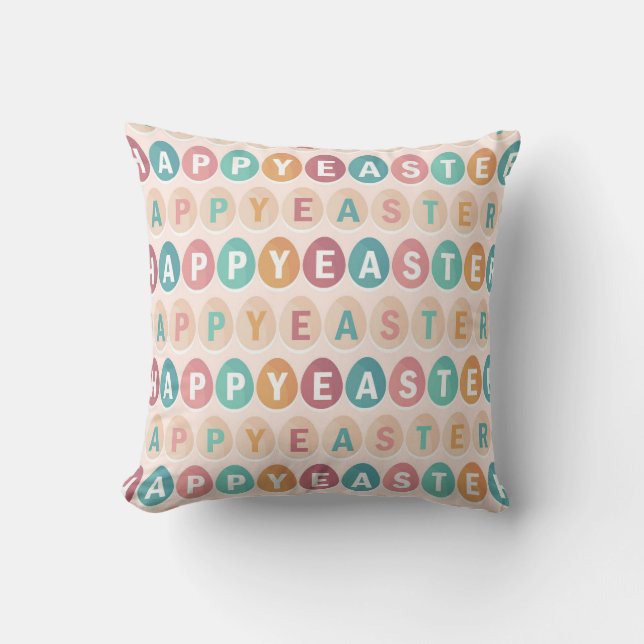 Happy Easter Egg Typografy Pattern Kissen (Vorderseite)