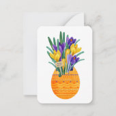 Happy Easter Egg & Yellow Lila Crocus Blume Mitteilungskarte (Vorderseite)