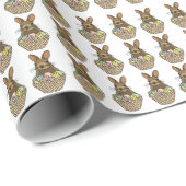Happy Easter Eggs Basket Bunny Happy Oaster Geschenkpapier (Rolleneckpunkt)
