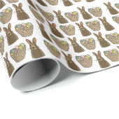 Happy Easter Eggs Basket Bunny Happy Oaster Geschenkpapier (Rolleneckpunkt)