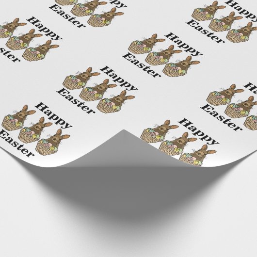 Happy Easter Eggs Basket Bunny Happy Oaster Geschenkpapier (Ecke)