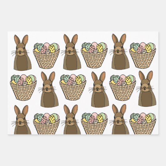 Happy Easter Eggs Basket Bunny Happy Oaster Geschenkpapier Set (Vorderseite 2)