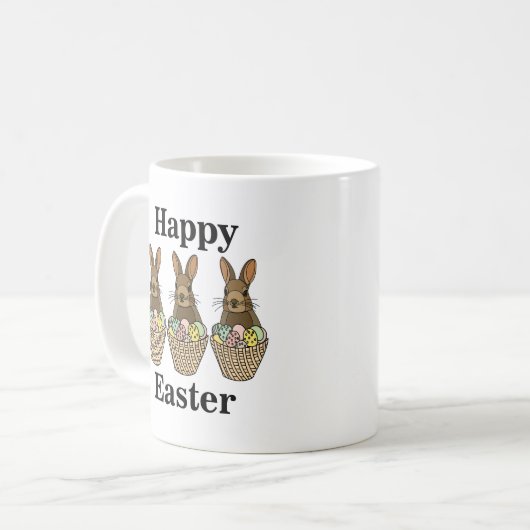 Happy Easter Eggs Basket Bunny Happy Oaster Kaffeetasse (Vorderseite Links)