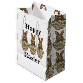 Happy Easter Eggs Basket Bunny Happy Oaster Mittlere Geschenktüte