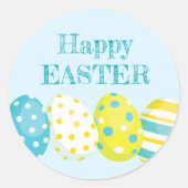 Happy Easter Eggs Blue Background Runder Aufkleber (Vorderseite)