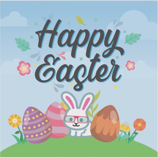 Happy Easter Eggs Bunny & Blume Aufkleber (Vorderseite)