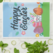 Happy Easter Eggs Bunny & Blume Geschirrtuch (Gefaltet)