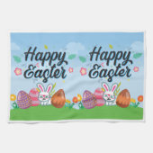 Happy Easter Eggs Bunny & Blume Geschirrtuch (Horizontal)