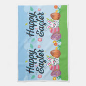 Happy Easter Eggs Bunny & Blume Geschirrtuch (Vertikal)