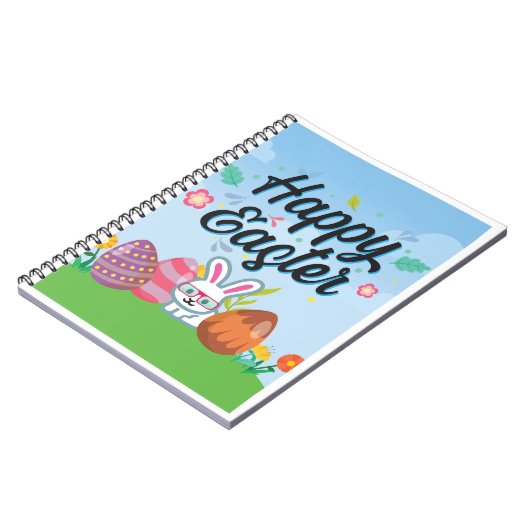 Happy Easter Eggs Bunny & Blume Notebook Notizblock (Linke Seite)