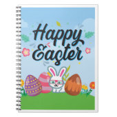 Happy Easter Eggs Bunny & Blume Notebook Notizblock (Vorderseite)