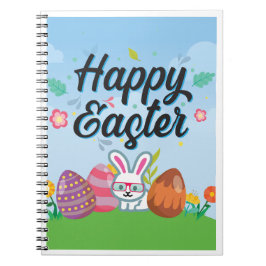 Happy Easter Eggs Bunny & Blume Notebook Notizblock
