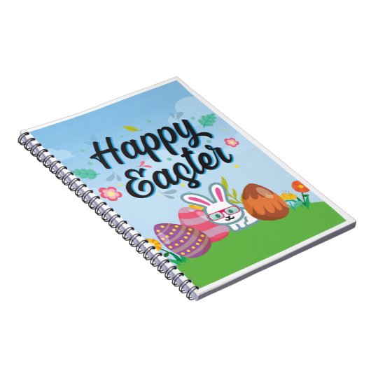 Happy Easter Eggs Bunny & Blume Notizblock (Rechte Seite)