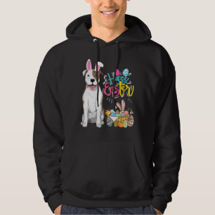 Happy Easter Eggs Bunny Dog Pitbull Boys Girls Hoodie