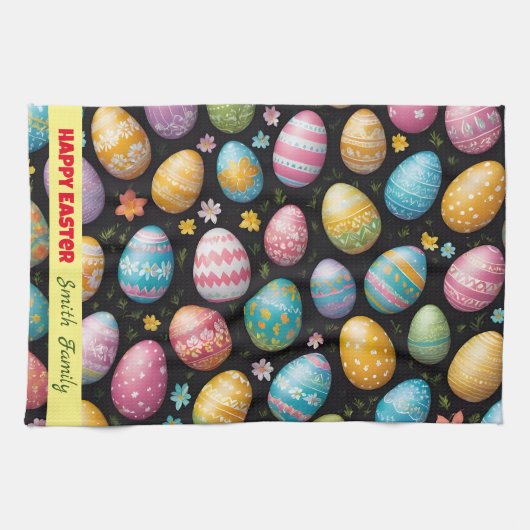 Happy Easter Eggs Collection Geschirrtuch (Horizontal)
