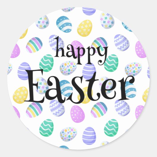 Happy Easter Eggs Colorful Pattern Runder Aufkleber (Vorderseite)