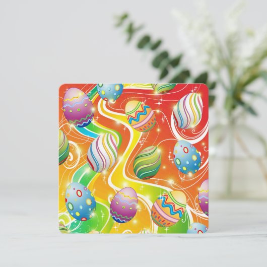 Happy Easter Eggs Festive Pattern Einladung (Stehend Vorderseite)